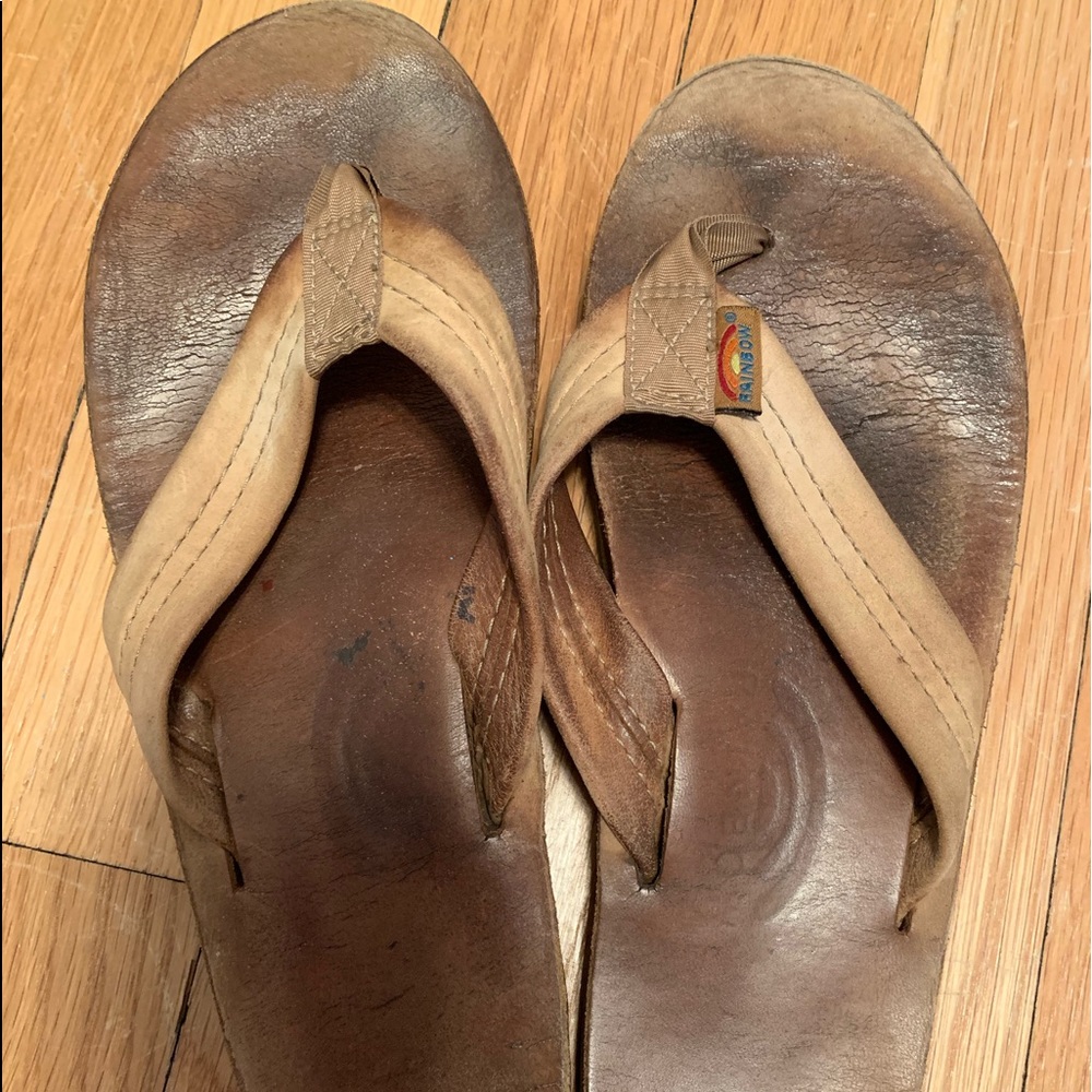 Rainbow flip flops